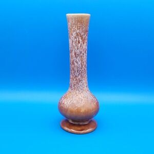 MCM Vintage Haeger Brown and Tan Drip Glaze Footed Bud Vase #304